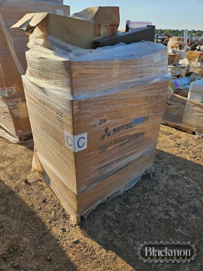 Pallet with Color Monitor, Instruments,