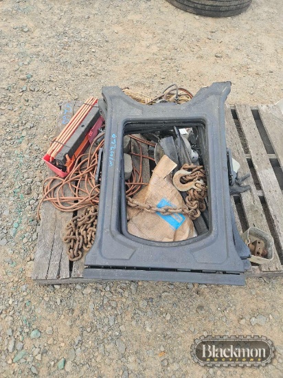 (2) Plastic Sawhorses, Chain, Extension Cords, and Miscellaneous
