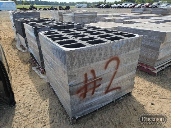 (4) Pallets with Dark Grey Cinder Block,