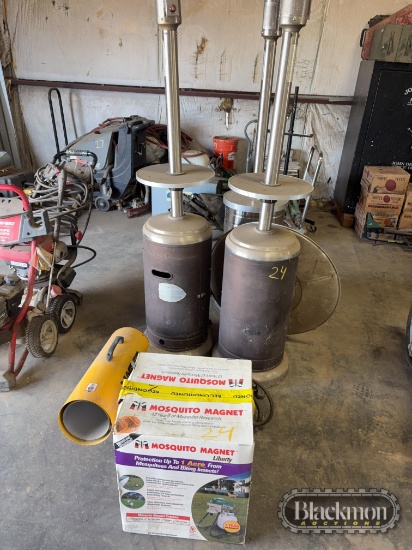 (3) patio heaters, (2) torpedo heaters and mosquito magnet