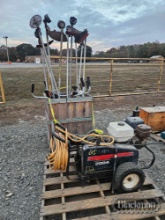 LOT OF STRING TRIMMERS AND PRESSURE WASHER,