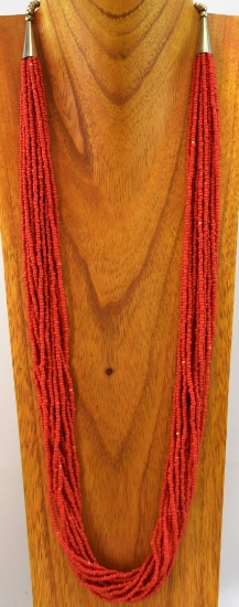 FIRE RED SEED BEAD NECKLACE