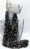 BLACK AND WHITE SEED BEAD CELEBRATION NECKLACE