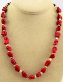 CORAL AND BLACK BEAD NECKLACE