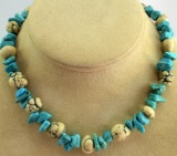 TURQUOISE AND WHITE BUFFALO SMALL NECKLACE