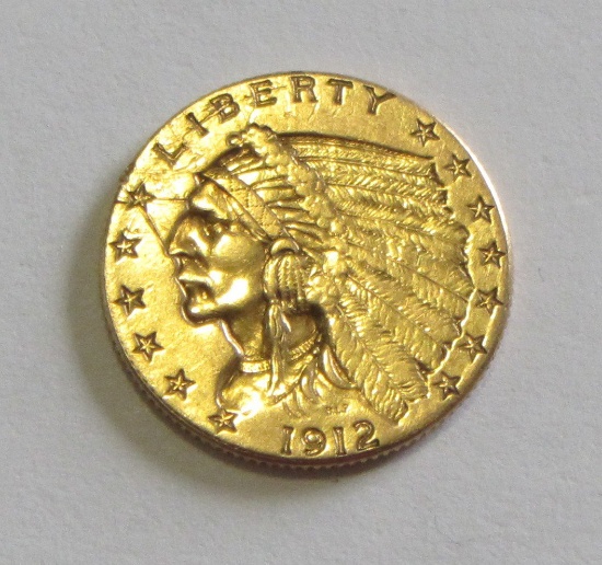 $2.5 GOLD QUARTER EAGLE INDIAN 1912 SCRATCH