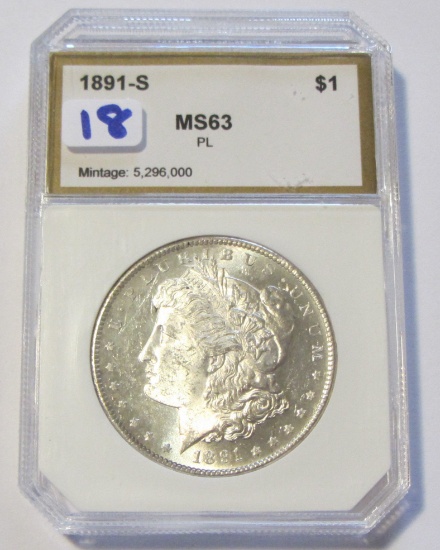 PROOF LIKE $1 1891-S MORGAN UNCIRCULATED