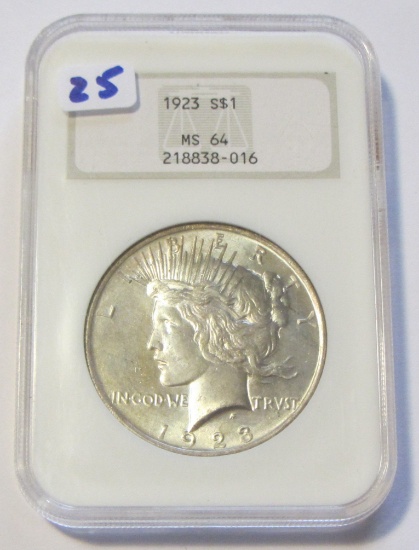 $1 1923 PEACE NGC OLD HOLDER MS 64