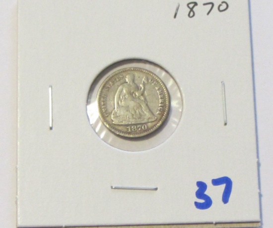 1870 SEATED HALF DIME