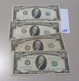 LOT OF 4 $10 EARLY FEDERAL RESERVE NOTES 1950