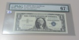 SUPERB GEM $1 SILVER CERTIFICATE 1957-B PMG 67 EPQ