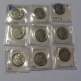 LOT OF 9 BUFFALO NICKELS FROM 1930S