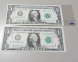 2 CONSECUTIVE $1 FRN 1988-A