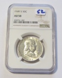 KEY 1949-S FRANKLIN HALF NGC AU 58