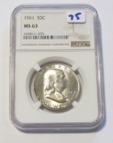 1961 FRANKLIN HALF NGC MS 63