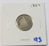 1887 SEATED DIME