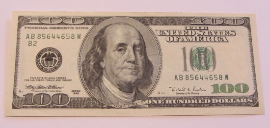 $100 RADAR SERIAL NUMBER FEDERAL RESERVE NOTE 1996