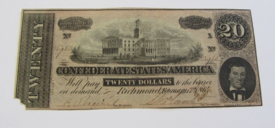 $20 CONFEDERATE 1864 CURRENCY