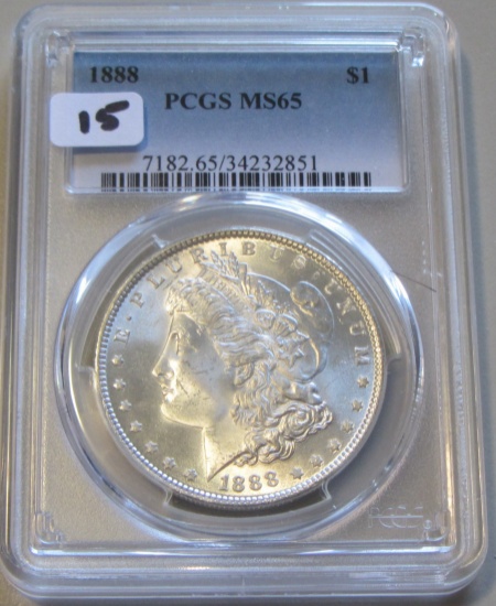 $1 1888 MORGAN GEM PCGS MS 65