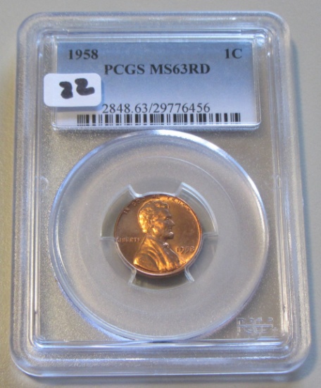 1958 RED WHEAT CENT PCGS 63