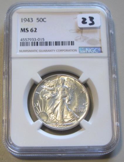 1943 WALKING LIBERTY HALF NGC MS 62