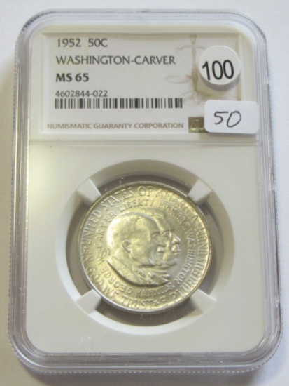 1952 WASHINGTON CARVER COMMEMORATIVE NGC GEM MS 65