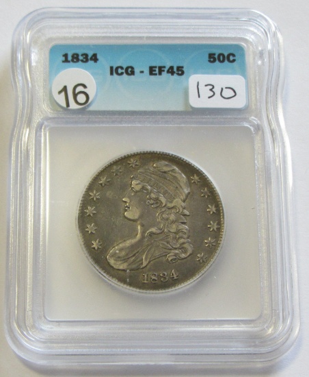 1834 CAPPED BUST HALF ICG XF45