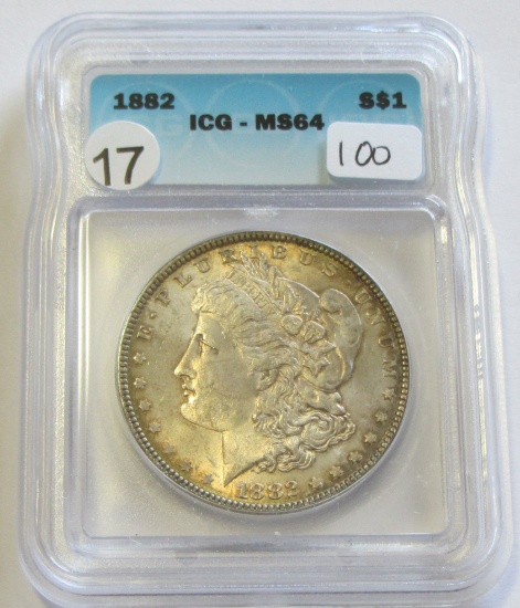 $1 1882 MORGAN ICG MINT STATE 64