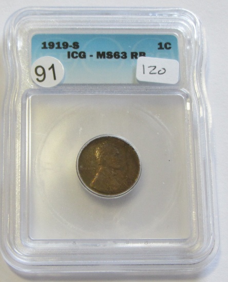 1919-S WHEAT CENT ICG MS 63 RB