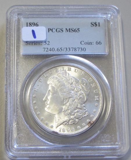 $1 1896  MORGAN GEM PCGS MS 65