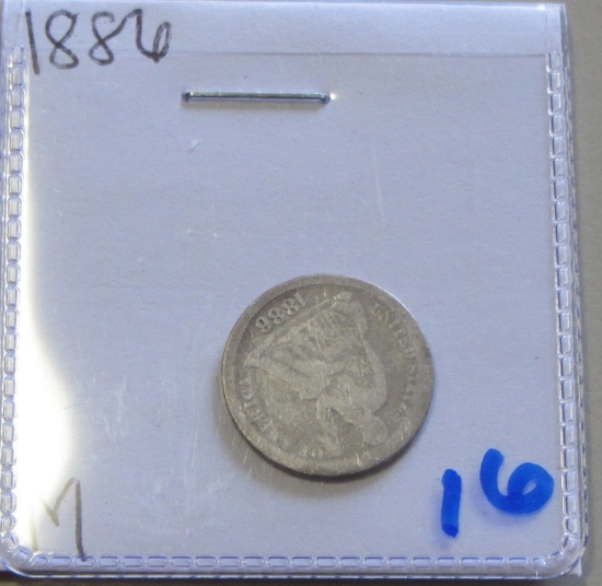 1886 SEATED DIME