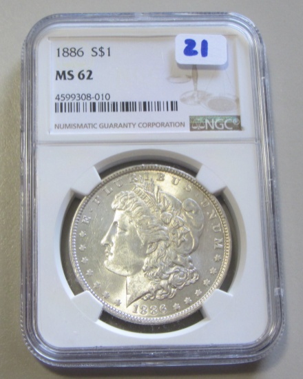 $1 1886 MORGAN NGC MS 62