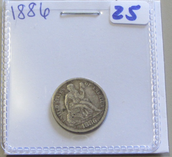 1886 SEATED DIME