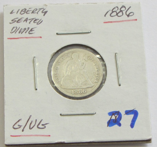 1886 SEATED DIME