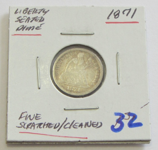 1871 SEATED DIME