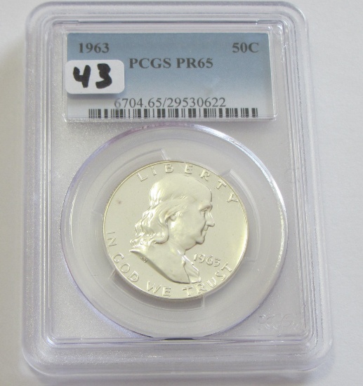 1963 PROOF FRANKLIN HALF PCGS 65