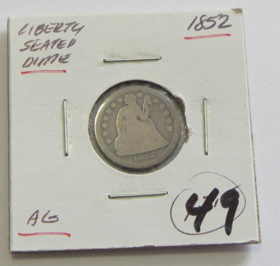 1852 SEATED DIME