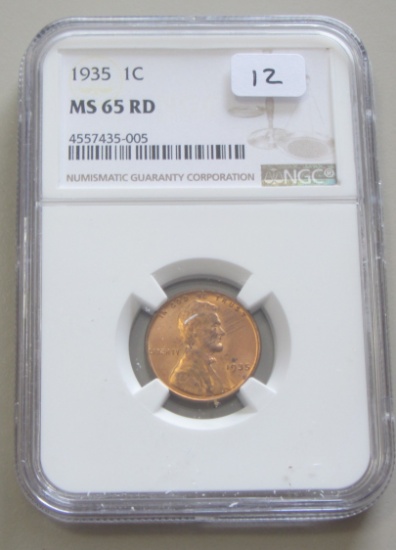 1935 WHEAT CENT RED NGC GEM 65