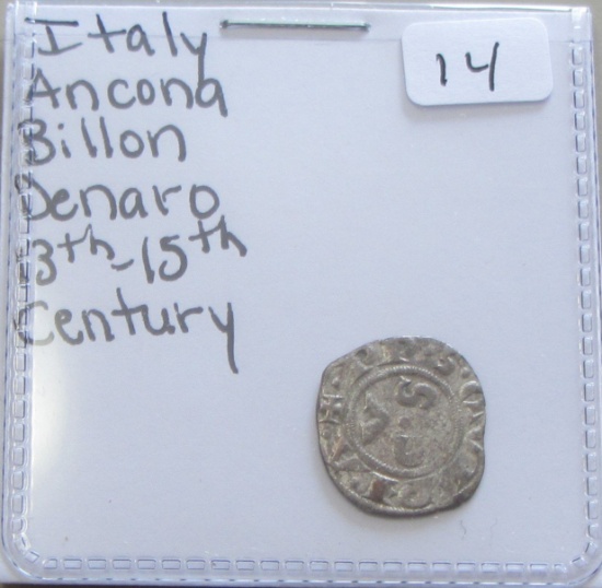 ANCIENT ITALY SILVER ANCONA BILLON 12TH TO 15TH CENTURY HIGH GRADE