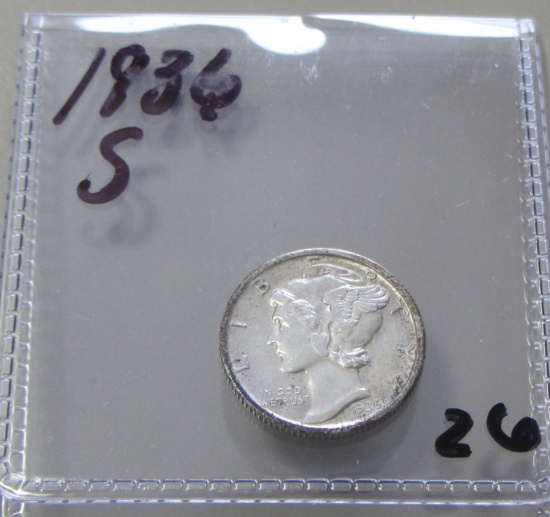 1936-S MERCURY DIME