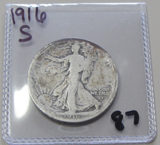 1916-S KEY DATE WALKING LIBERTY HALF