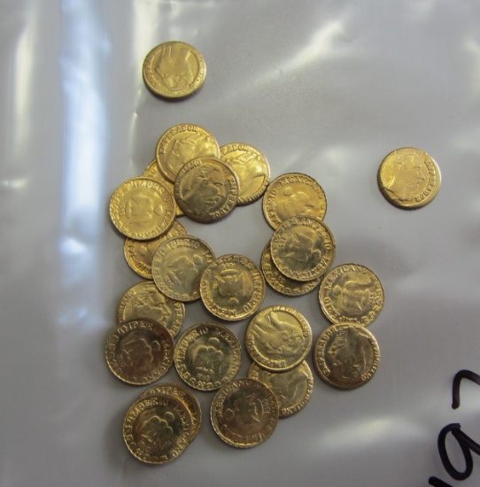 LOT OF GOLD PLATED PESO MEXICO MINI  ABOUT 23