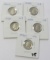 Lot of 5 - 1946, 1947, 1948, 1949S and 1950 Silver Roosevelt Dimes