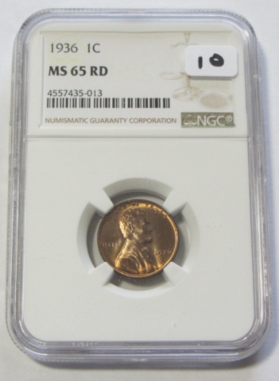 1936 GEM WHEAT CENT NGC MS 65 RED