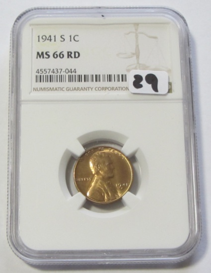 1941-S WHEAT CENT GEM MS 66 RED NGC