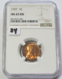 1937 WHEAT CENT RED NGC MS 65 GEM
