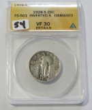 1926S - RARE - INVERTED S ANACS VF30 Details