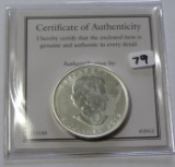 2012 Silver 1 oz. Canadian 5 Dollar SILVER MAPLE LEAF with COA 