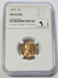 1937 WHEAT CENT RED NGC MS 65 GEM