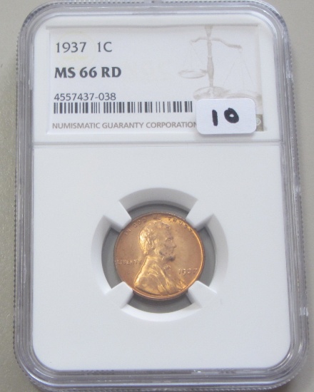 1937 RED WHEAT CENT NGC MS 66